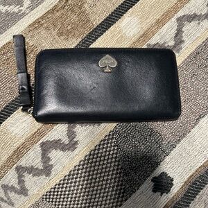 Black Leather Wallet with Logo